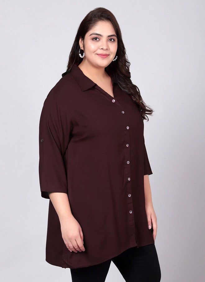 Indietoga Plus Size Classic Longline Casual Shirt - Image 3